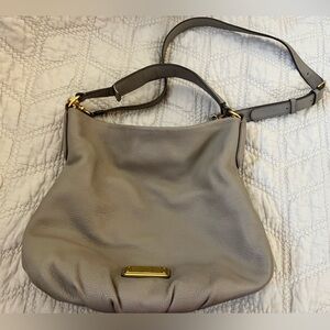 Marc Jacobs Gray Leather Hobo Bag with Gold Accents